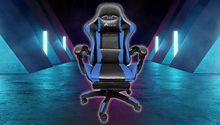 Reclining Swivel Gaming Chair With Footrest & Massager - 2 Colours