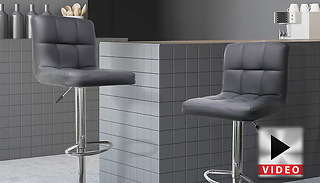 Set of 2 Faux Leather Swivel Bar Stools - 2 Colours
