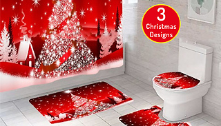 3 or 4-Piece Christmas Toilet Decoration Set - 3 Designs