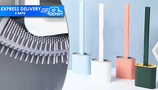 Wall-Mounted Silicone Toilet Brush with Toilet Brush Holder - 4 Colour ...
