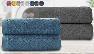 2-Pack of Egyptian Cotton 600GSM Geometric Towels - 3 Sizes