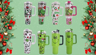 40oz Christmas Tumbler With Handle - 7 Designs 