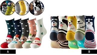 Novelty Cotton Crew Socks - 5 Styles