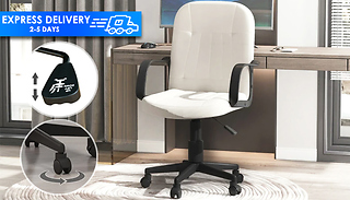 Cream Faux Leather Office Swivel Chair