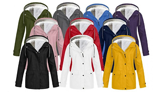 Fleece-Lined Hooded Raincoat - 10 Colours & 5 Sizes