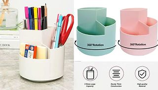 3 Compartment Rotating Desk Tidy - 3 Colours