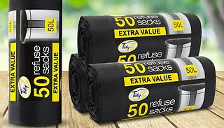 TidyZ 50L Extra Strong Bin Bags - 1 or 2 Year Supply!