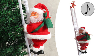 Musical Santa Claus on Ladder Decoration