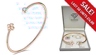 Genuine Diamond & Swarovski Flower Rose Gold Bangle