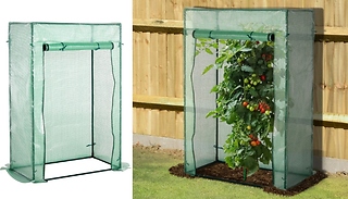 Outsunny Small Garden Greenhouse with Roll-Up Door