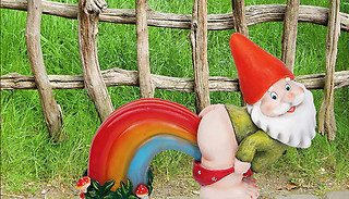 Rainbow Fart Garden Gnome Statue