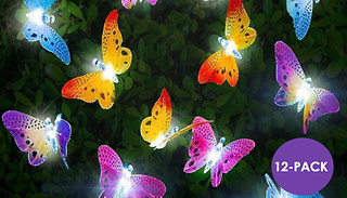 12-Pack of Butterfly Solar Powered LED String Lights