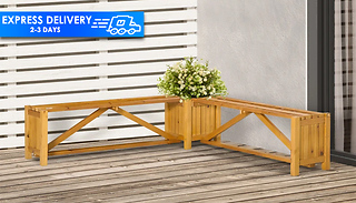 OutSunny Wooden Garden Corner Bench with Planter 