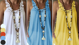Women's Lace Stitched Summer Top - White, Yellow, Blue or Orange