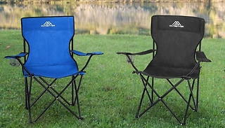 1 or 2 Foldable Camping Chair with Cup Holder - 3 Colours!