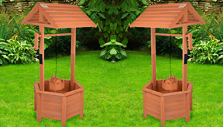 Fir Wood Functional Garden Wishing Well Planter