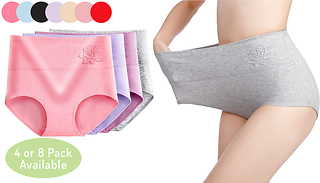 4 or 8-Pack of High Waist Embossed Rose Underwear - 5 Options & 3 Size ...