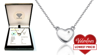 Genuine Diamond and White Gold Heart Pendant