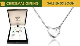 Genuine Diamond and White Gold Heart Pendant