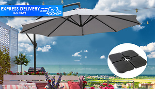 Alivio 3m Grey Banana Cantilever Parasol & Optional Base