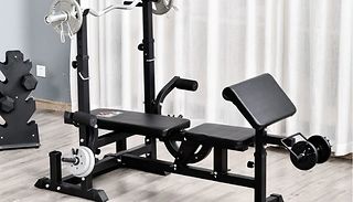 HOMCOM Multi-Exercise Weight Rack - With Bench Press, Leg Extension, ...
