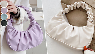 Faux Leather Solid Colour Ruffle Handbag - 4 Colours