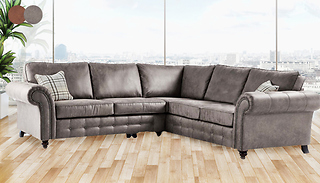 Oakland Large Corner Leather Studded Sofa - 2 Colours