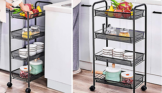 4-Tier Basket Shelf Kitchen Storage Trolley