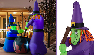 HOMCOM 1.8M Inflatable Witches Halloween Decoration