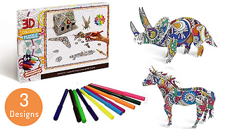DIY 3D Shape Colouring Puzzle Set - 3 Designs