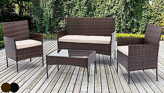4-Piece Rattan Garden Chairs & Coffee Table Set - 2 Colours