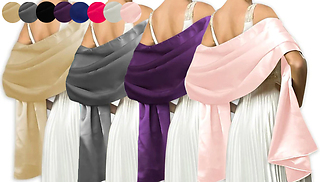 Faux Silk Satin Evening Shawl Scarf - 8 Colours