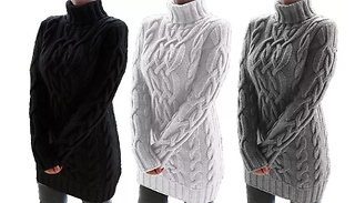 Chunky Cable Knit Jumper Dress - 4 Colours & Sizes