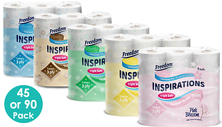 45 or 90-Pack of Freedom 3-Ply Scented Toilet Rolls - 5 Options