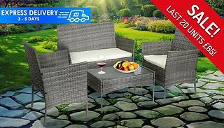 4-Seater Rattan Garden Furniture Set - Black & Grey!