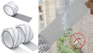 1 or 3 Mesh Window Adhesive Repair Tape Rolls - 3 Colours