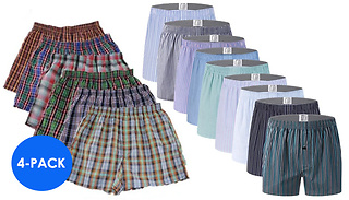 4-Pack of Men's Stripe or Plaid Boxers - 6 Sizes