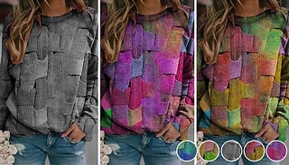 Women's Patchwork Round-Neck Jumper – 5 Colours & Sizes