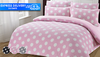 Soft Fleece Dotty Duvet Cover Set - 3 Colours