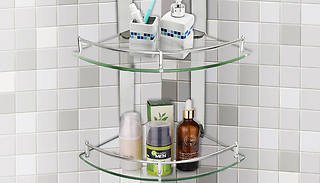 Glass Corner Storage Floating Shelf - 2 Sizes