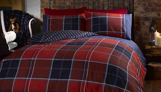 Reversible Argyle Tartan or Mono Duvet Set - 3 Sizes