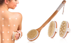 Natural Bristle Exfoliating Wooden Bath Brush Set
