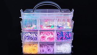 4600-Piece Rainbow DIY Crochet Band Craft Set With Storage Box