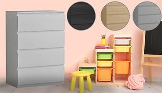 4-Drawer Chest of Drawers- 3 Colours