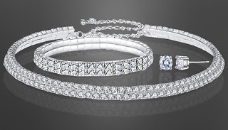 Double Row Tri-Set With Crystals From Swarovski - Silver or Rose Gold