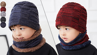 Kids Knitted Winter Beanie & Scarf Set - 5 Colours