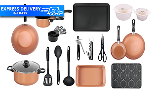 21-Piece Copper Cookware Set