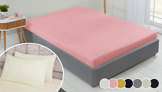 Microfibre Fitted Bed Sheet or Pair of Housewife Pillowcases - 7 Colou ...