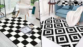 Black & White Geometric Pattern Rug - 5 Designs & 3 Sizes