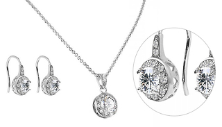 Solitaire Pendant & Drop Earrings Made With Crystals From Swarovski